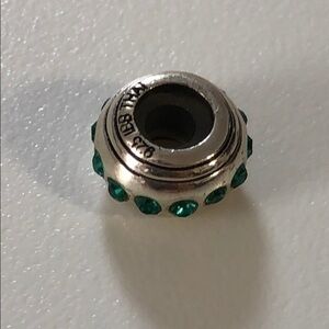 .925 & Charm with Green crystals bead